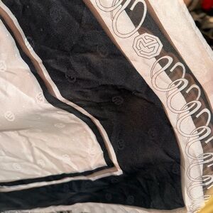 St. John Collection Silk Scarf | Black & Champagne Logo Print | Luxury Accessory